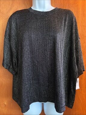 Old Navy: Metallic Black Shimmer Crewneck Top